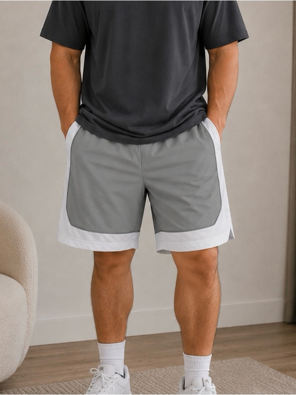tek gear Gray Athletic Shorts with White Trim